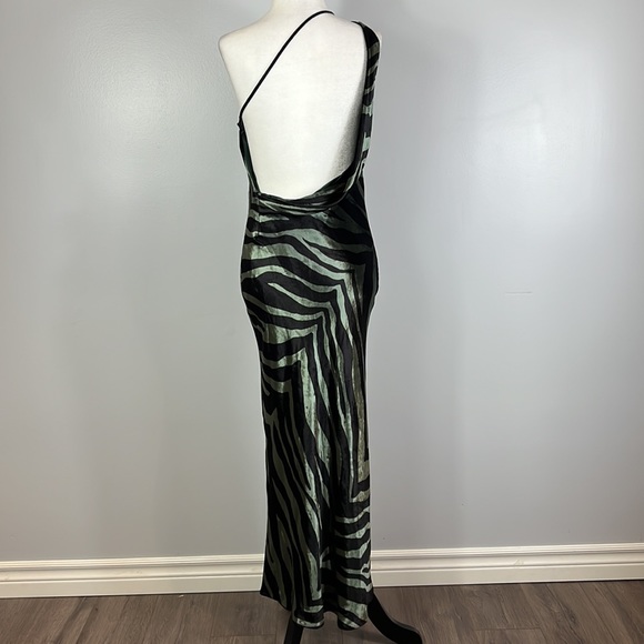 Michelle Mason Silk & Velvet Green Black Zebra Print Dress, Mob Wife Aesthetic - Picture 6 of 16